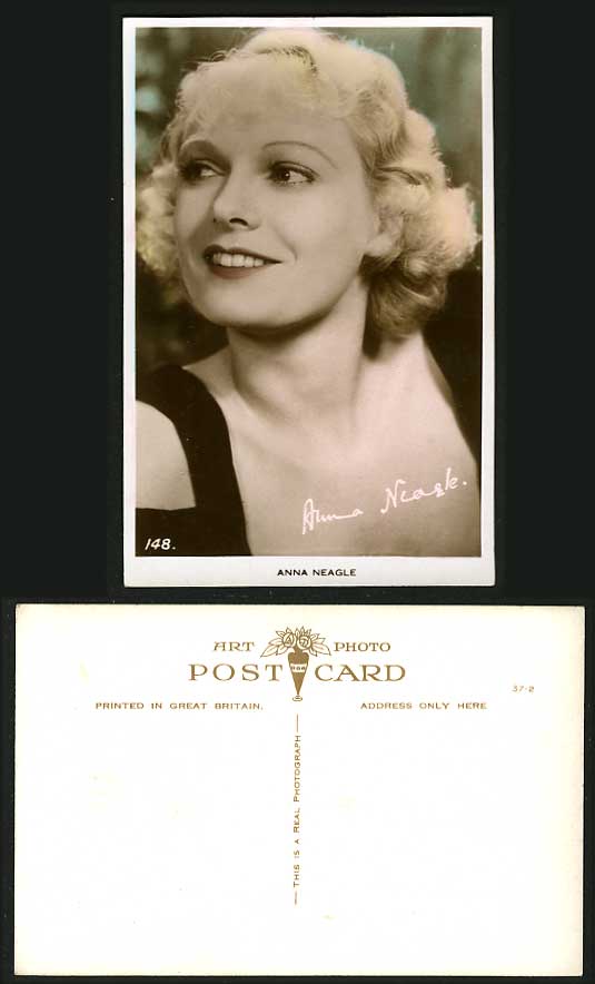 Actress ANNA NEAGLE & Signature Old Real Photo Postcard