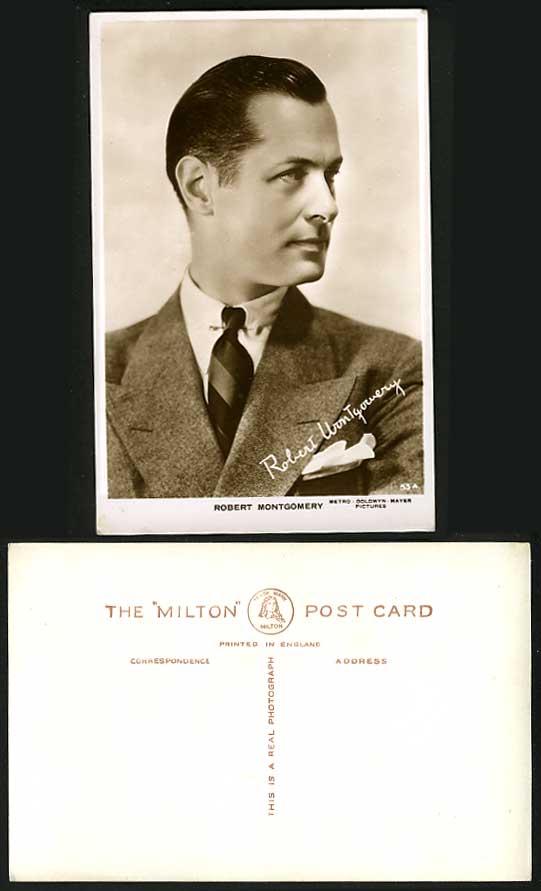 Actor ROBERT MONTGOMERY Signed Old Real Photo Postcard