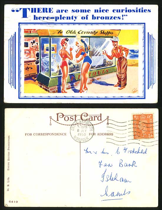 Comic Humour 1950 Old Postcard Ye Olde Curiosity Shoppe