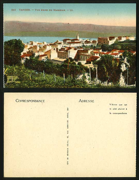 Morocco L.L. 210 Old Postcard TANGER View from MARSHAN