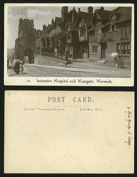 LEICESTER HOSPITAL Westgate Old Postcard Artist Bicycle