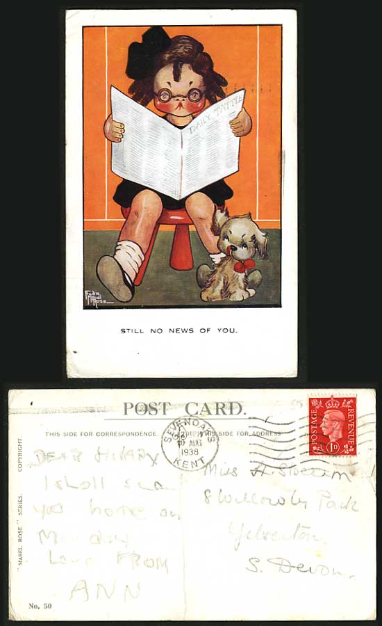 Freda Mabel Rose Artist 1938 Old Pistcard - News & Dog