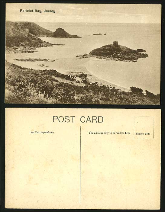 JERSEY Old Postcard - Portelet Portelet Bay Beach Rocks