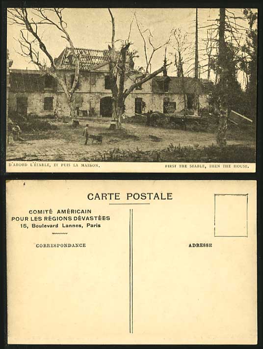BOY SCOUTS SCOUTING Old Postcard 1st Stable, then House Comite Americain
