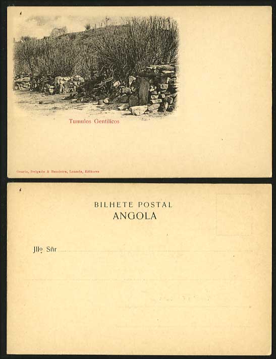 ANGOLA Africa c.1900 Old UB Postcard Tumulos Gentilicos