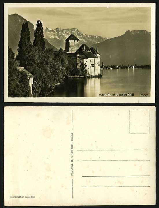 Switzerland Old Real Photo Postcard CHATEAU DE CHILLON