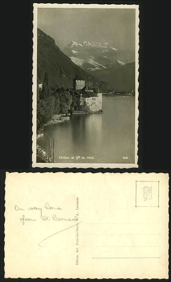 Switzerland Old Real Photo Postcard CHATEAU DE CHILLON