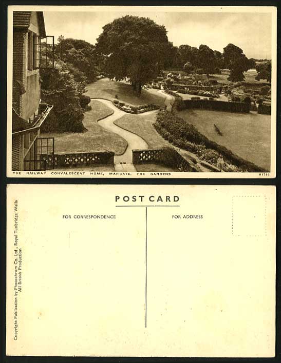 MARGATE Old Postcard Railway Convalescent Home Gardens