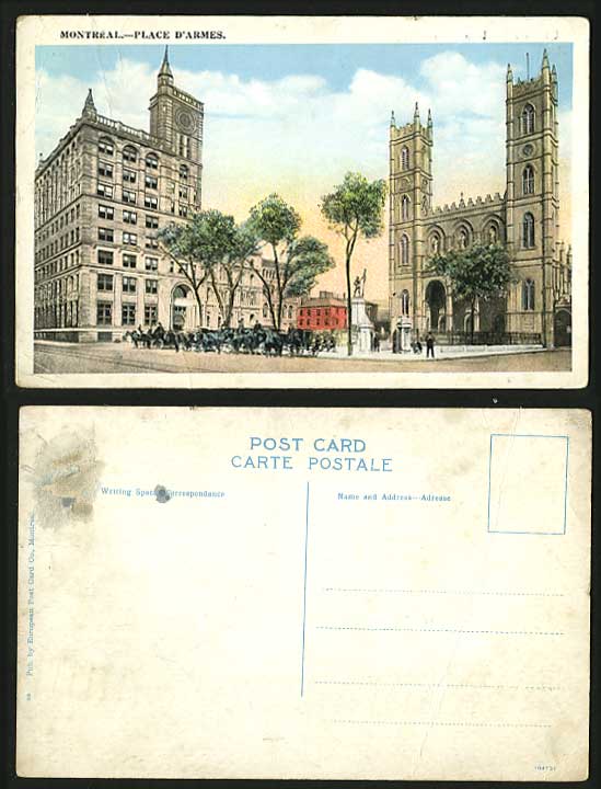 Canada Old Postcard Military Montreal Place d'Armes War