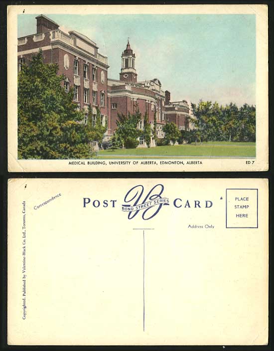 Canada Old Postcard Medical Building Alberta University