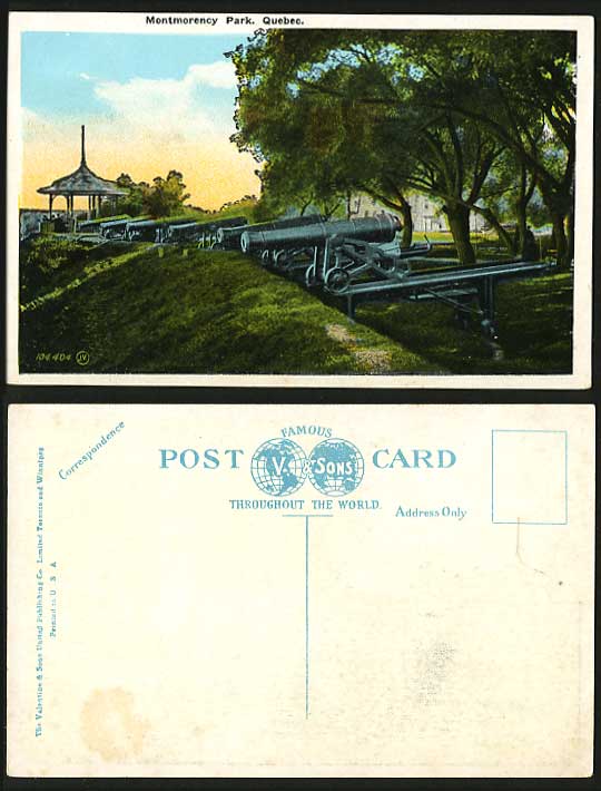 Canada c.1900 Old Colour Postcard Montmorency Park Quebec Cannon