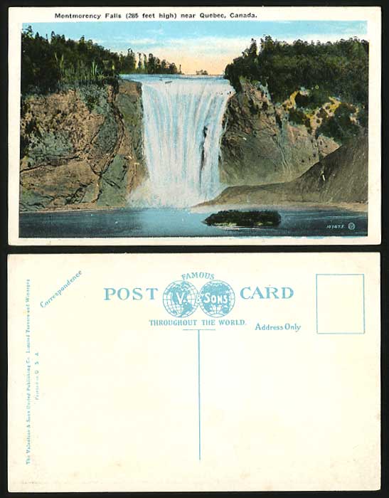 Canada Old Postcard Montmorency Falls 285ft High Quebec