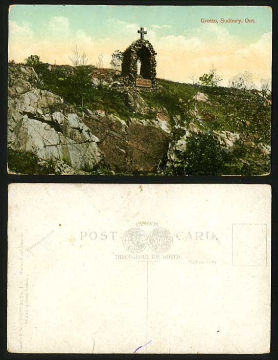 Canada c.1900 Old Postcard Cross Grotto Sudbury Ontario