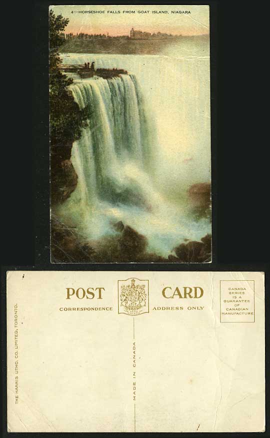 Canada Old Postcard - Horseshoe Falls from Goat Island