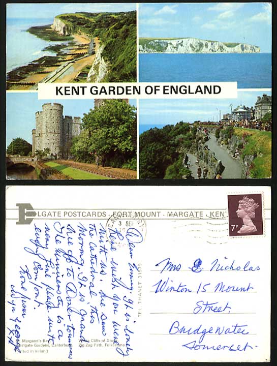 Kent Garden of England Colour Multiview Postcard Cliffs