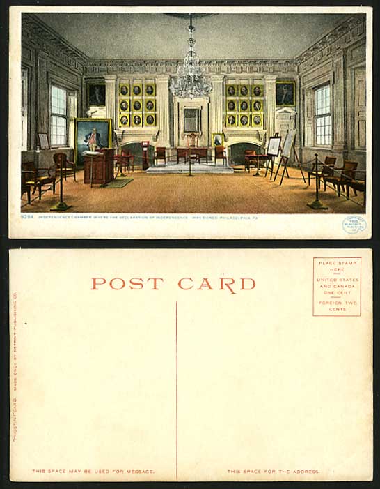 USA 1905 Old Postcard PHILADELPHIA Independence Chamber