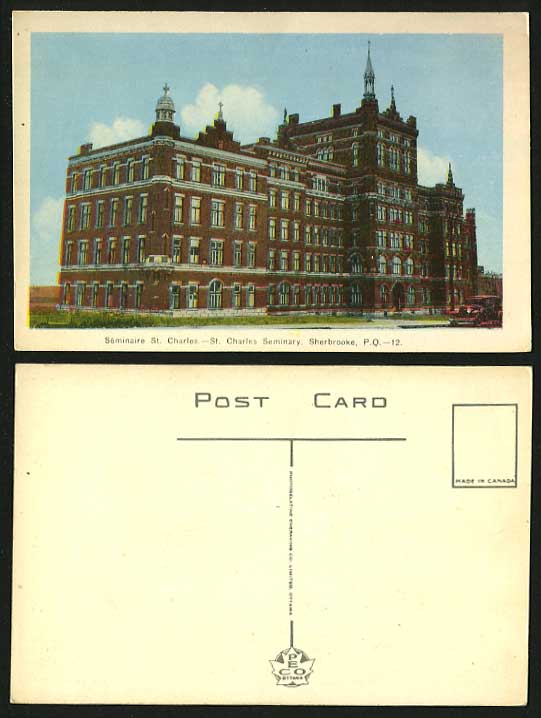 Canada Old Postcard St. Charles Seminary Sherbrooke PQ