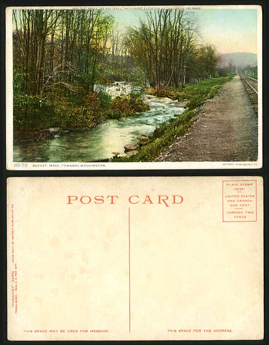 USA Old Postcard BECKET Mass towards Washington Railway