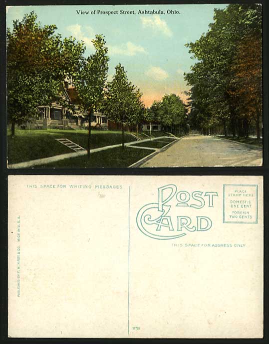 USA Old Colour Postcard Prospect Street Ashtabula OHIO