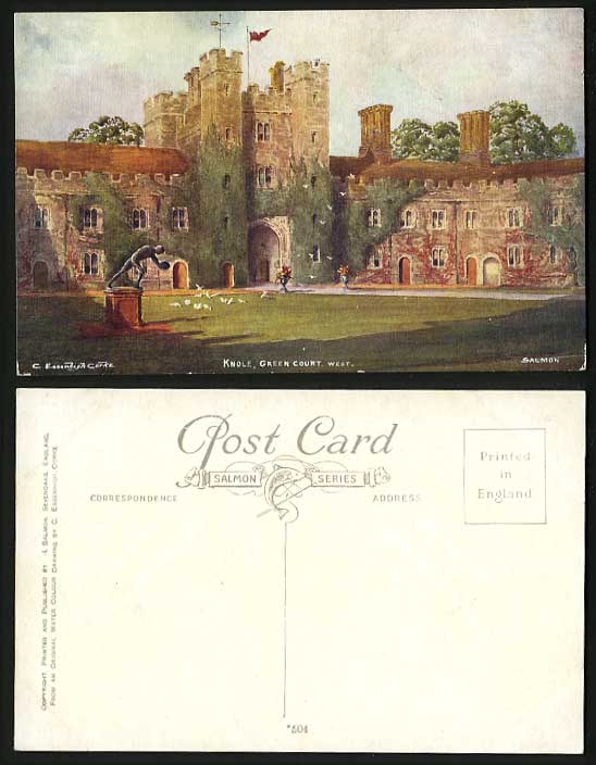 KNOLE Green Court W CE Corke Artist Signed Old Postcard