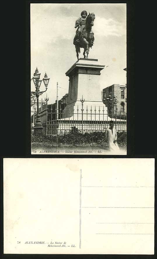 Egypt Old L.L. Postcard ALEXANDRIA Statue Mohammed-Ali