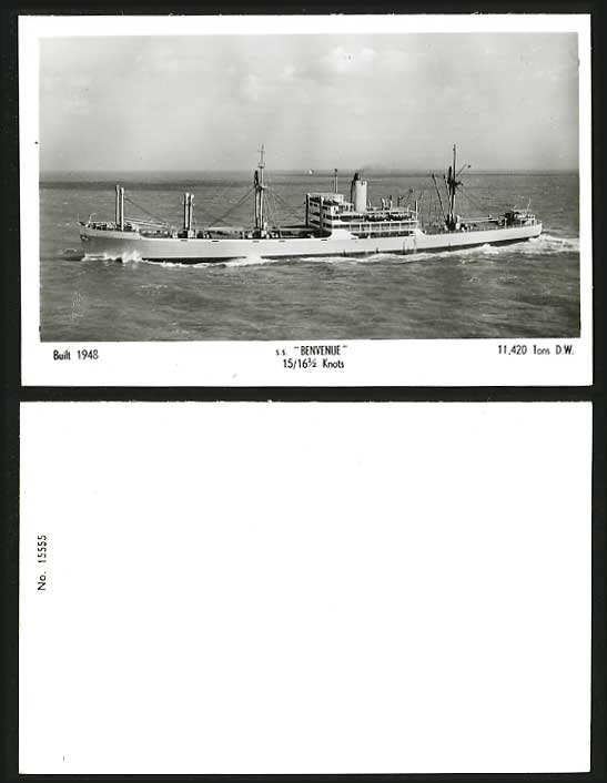 S.S. BENVENUE Steam Ship 1948 Old Real Photo Postcard