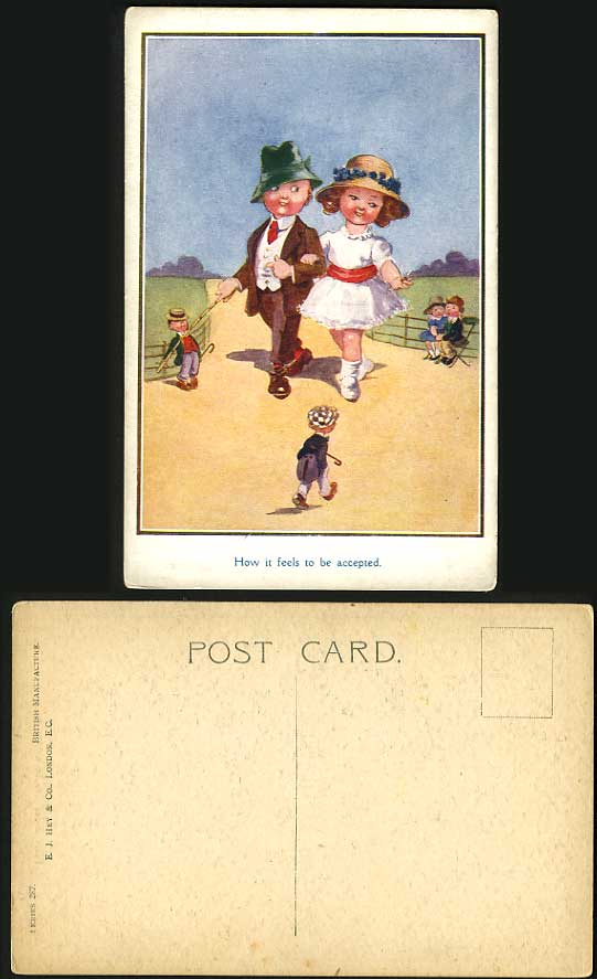 Comic Children Old Postcard How it Feels to Be Accepted