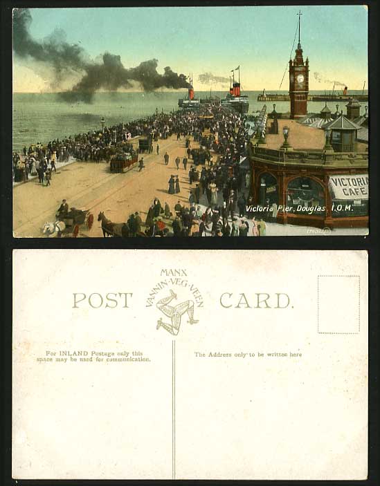 Isle of Man Old Postcard DOUGLAS - Victoria Pier & Cafe