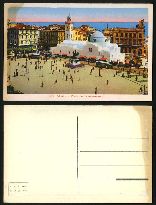 ALGIERS Old Postcard Place du Government - Vintage Bus