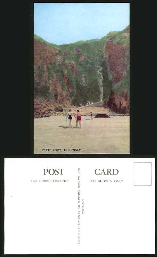 Guernsey Channel Islands Old Postcard Beach Petit Port