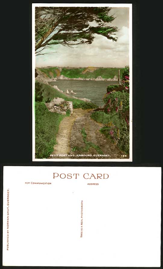 GUERNSEY Old Colour Postcard Petit Port Bay & Jerbourg