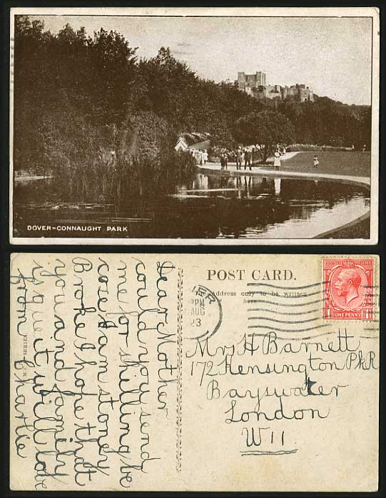 DOVER Kent 1912 Old Postcard Lake Girls Connaught Park
