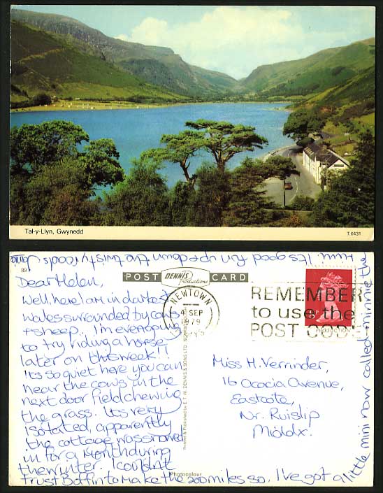 Powys Gwynedd 1979 Colour Postcard The TAL-Y-LLYN LAKE