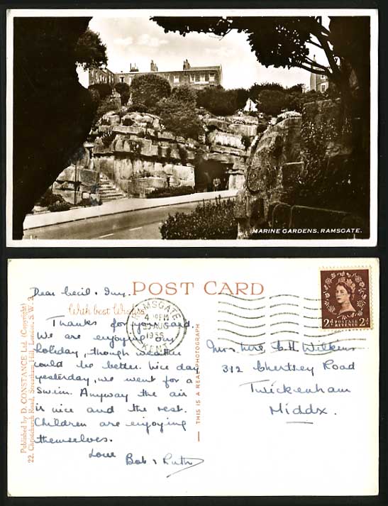 Ramsgate 1956 Old Postcard Rocks Steps & MARINE GARDENS