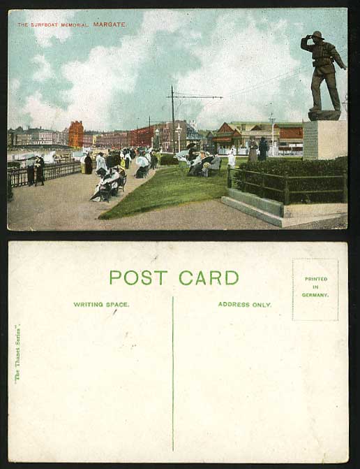 MARGATE Old Postcard Surfboat LIFEBOAT MEMORIAL Statue