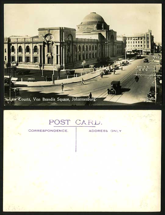Johannesburg Old Postcard LAW Courts Von Brandis Square