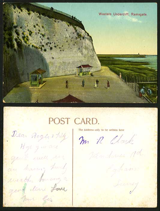 RAMSGATE Old Colour Postcard Beach & Western Undercliff