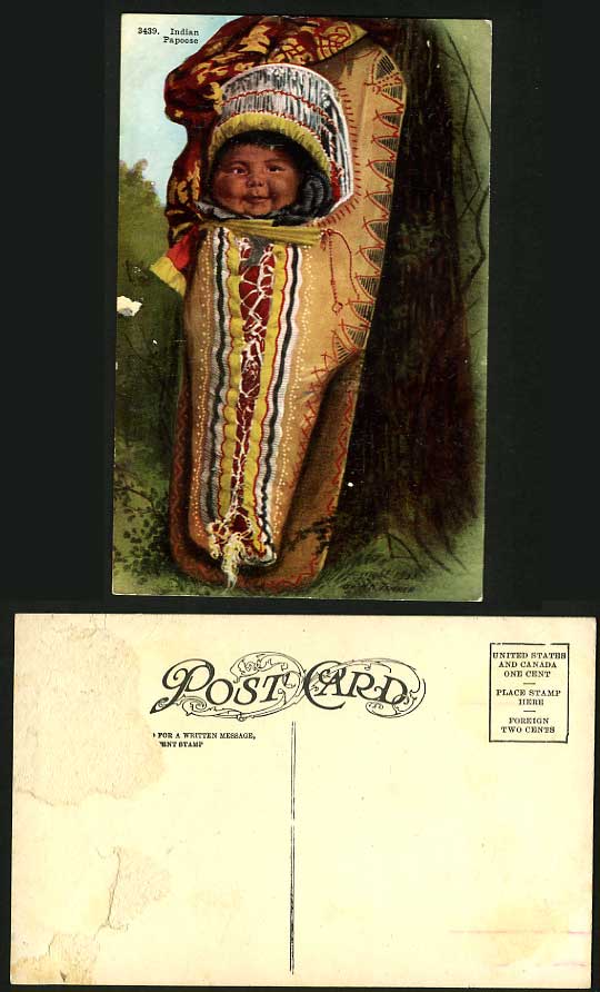 American Red Indian PAPOOSE Baby Ethnic - 1903 Postcard