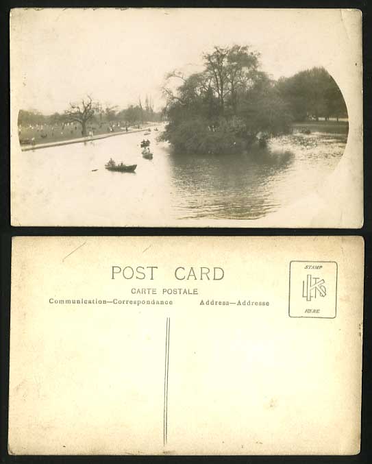 Boating in Park Old Real Photo Postcard Trees Boats Is.