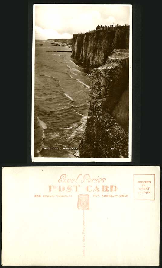 Margate Kent Thanet Old Real Photo Postcard The Cliffs
