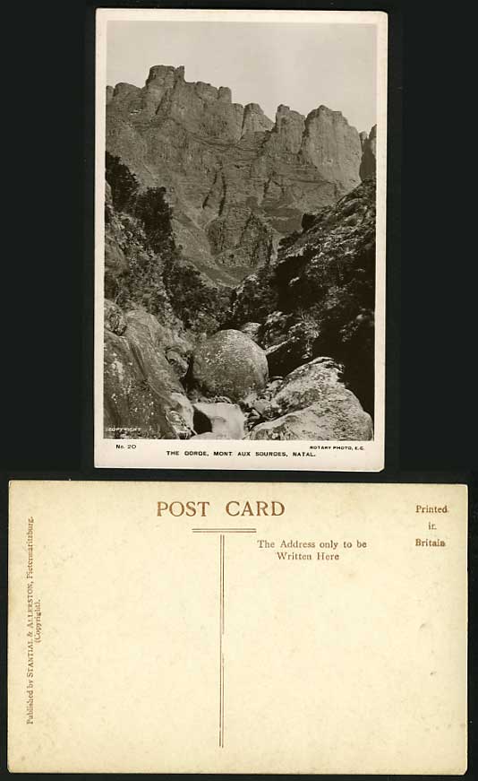 South Africa NATAL Old Real Photo Postcard Gorge Mont Aux Sources Mountains