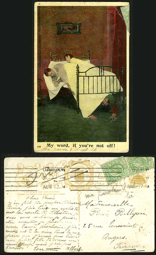 Humour 1909 Old Postcard - My word, if you're not off !