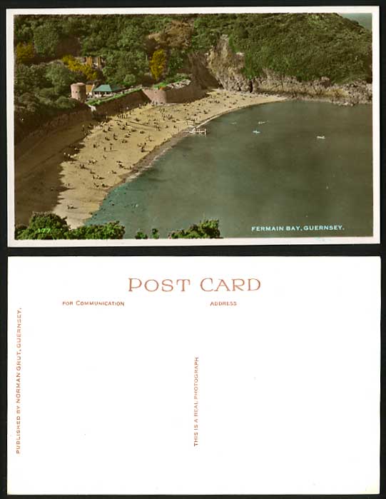 Guernsey Old Colour Photo Postcard Beach - FERMAIN BAY