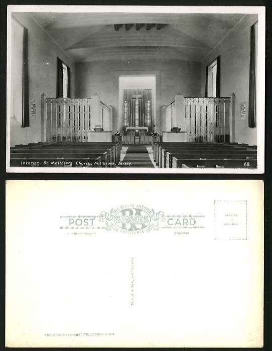 JERSEY Old R.P. Postcard St. Matthew's Church MILLBROOK