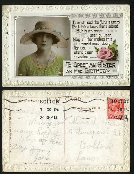 Actress Rita Martin Birthday Greeting 1910 Old Postcard