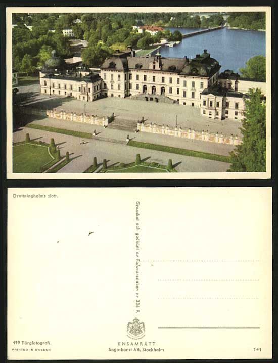 Sweden Old Colour Postcard Lake & Drottningholms Slott