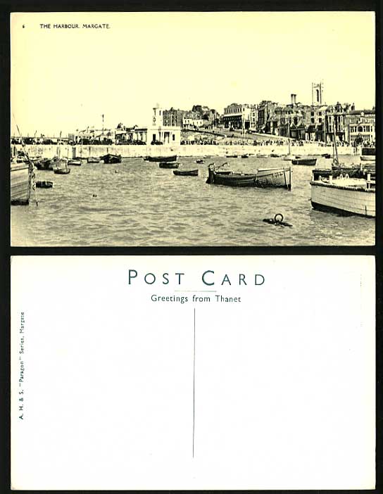 MARGATE Thanet Kent Old Postcard Boats in The Harbour