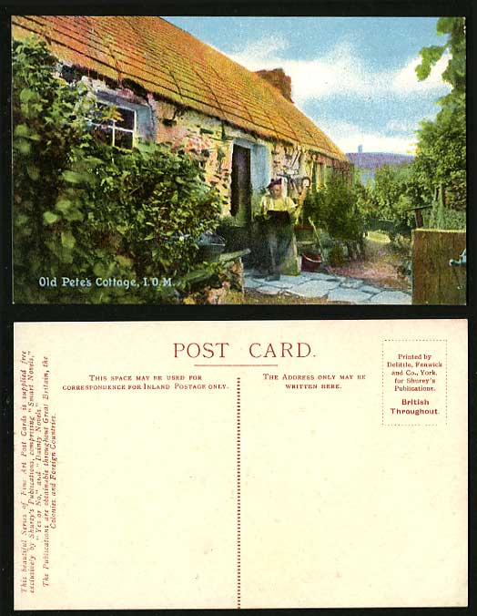 Isle of Man Vintage Old Colour Postcard RAMSEY Old Pete's Cottage