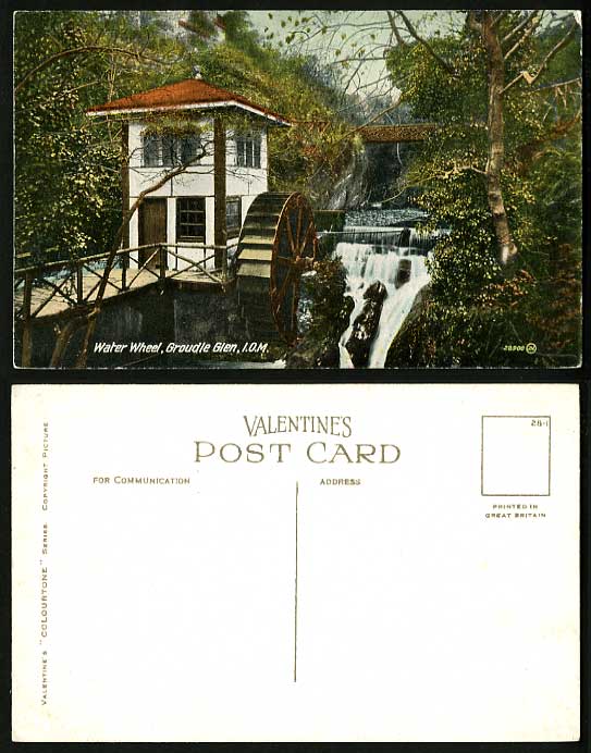 Isle of Man Old Postcard Water Wheel Groudle Glen Falls