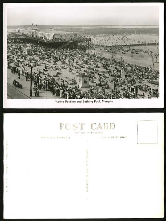 Margate Old Postcard Marine Pavilion Bathing Pool Beach